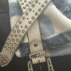 Studded White Belt